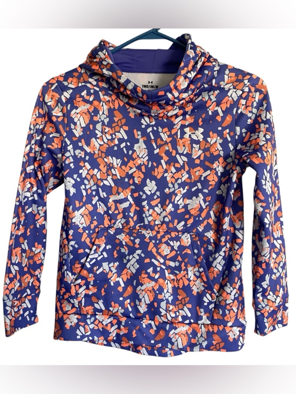 Girls Under Armour Women's Blue Printed Hoodie with Coral & White Splatter